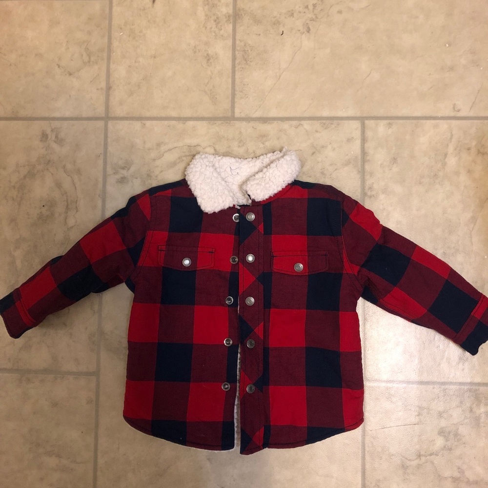 Gap plaid fluffy fleece coat